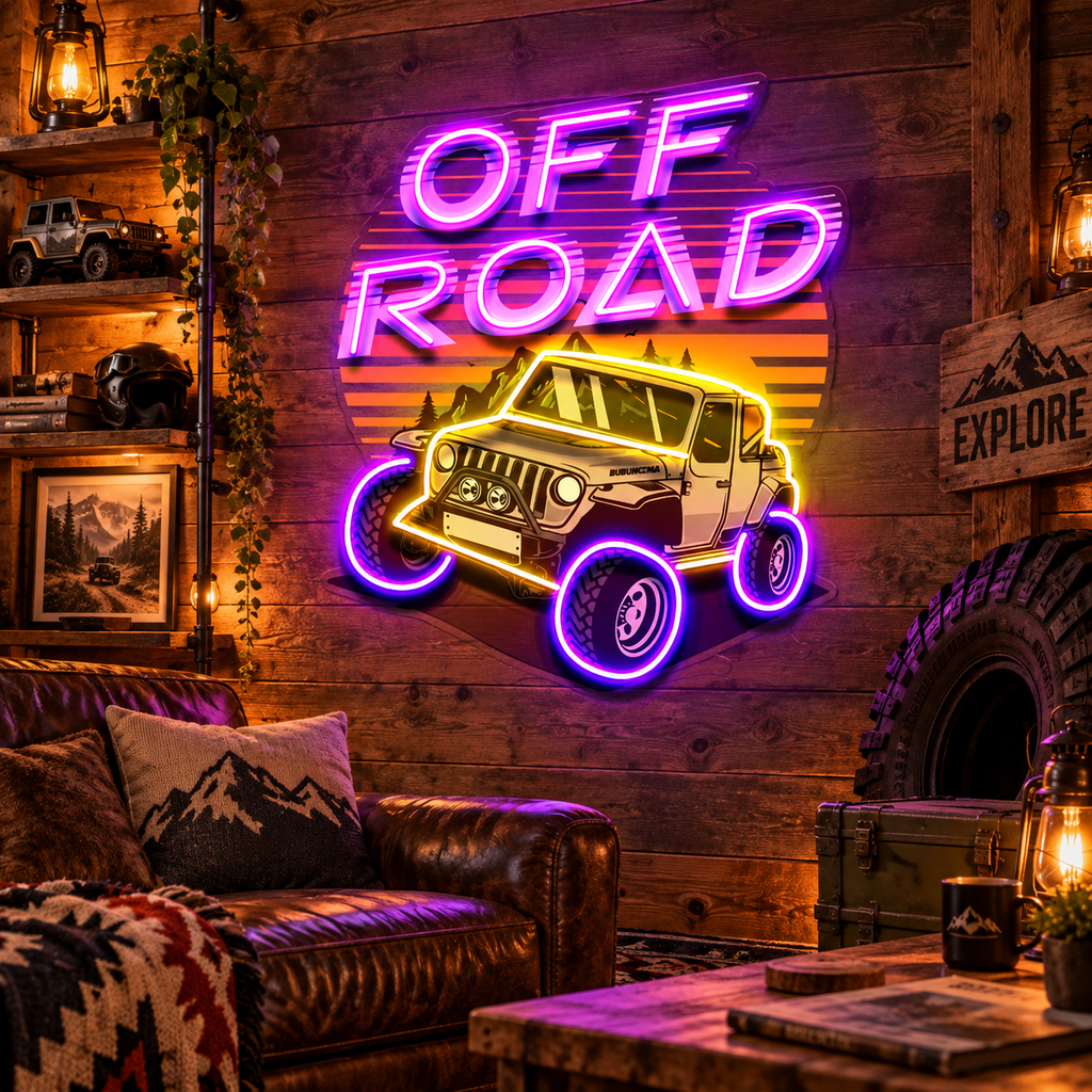 4x4 Adventure Neon Acrylic Artwork