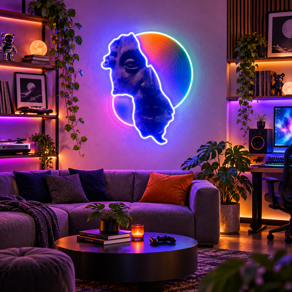 Abstract Face LED Neon Wall Art