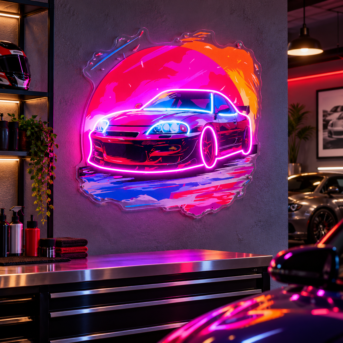 Colorful Car LED Neon Sign Light Pop Art