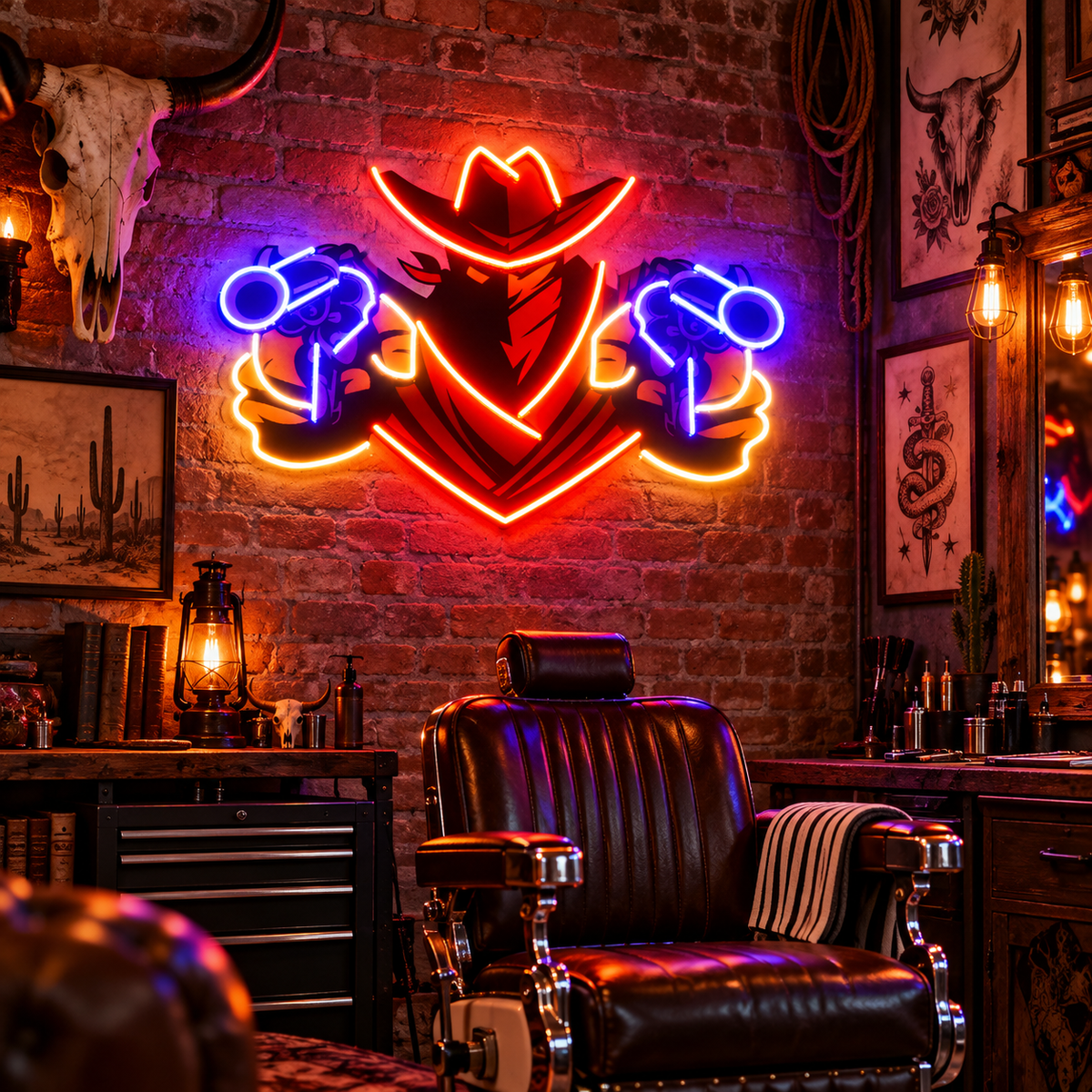 Outlaw Cowboy LED Neon Acrylic Artwork