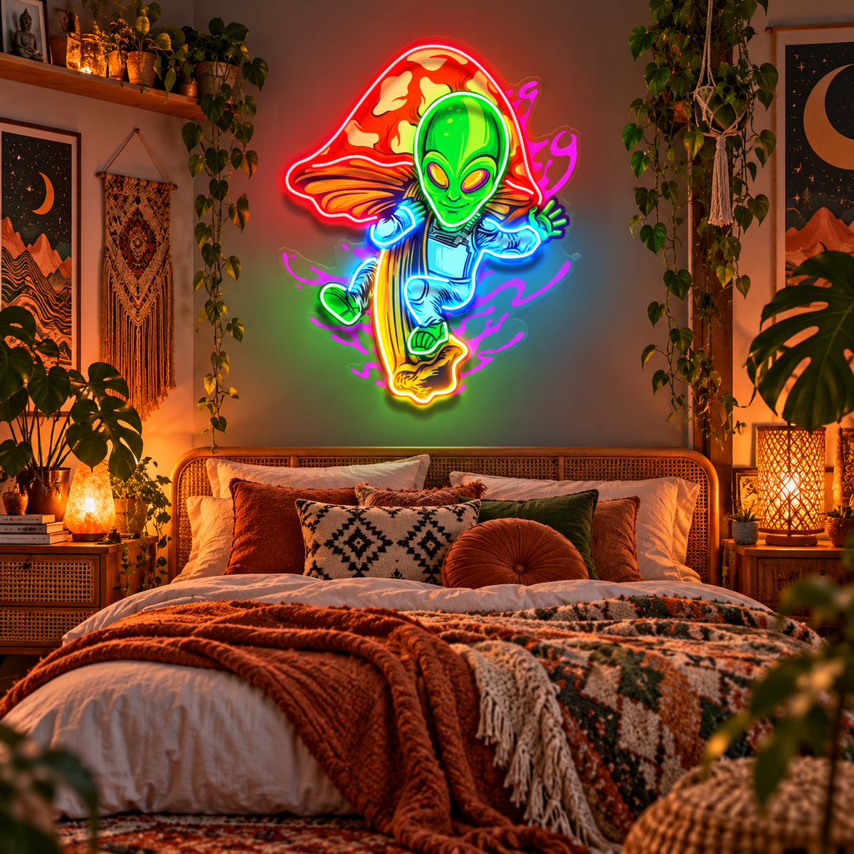 Galaxy Alien Mushroom LED Neon Sign Light Pop Art