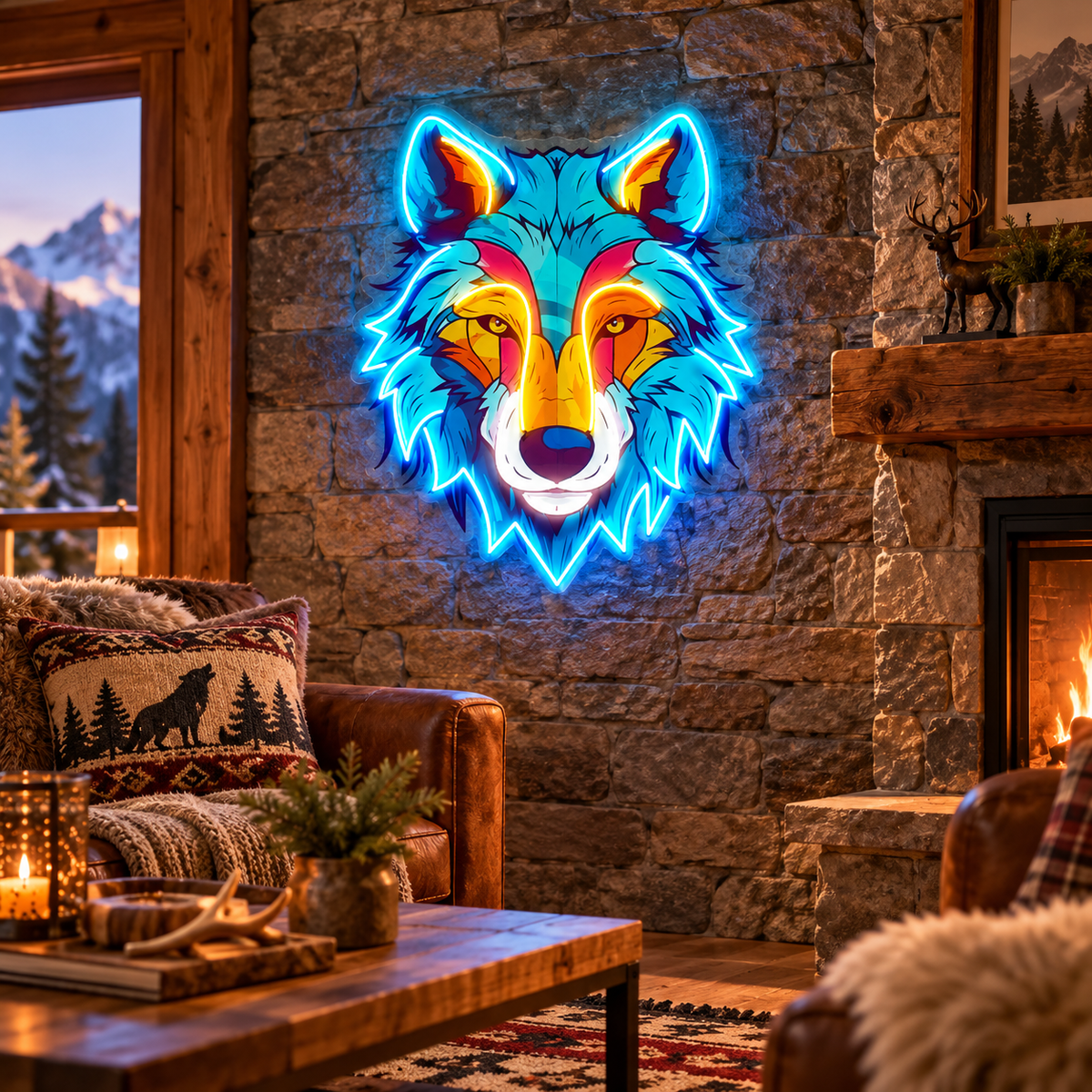 Colorful Wolf LED Neon Sign Light Pop Art