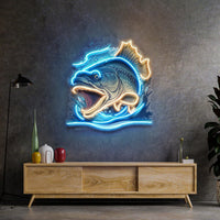 Aggressive Fish Counterattack LED Neon Sign Light Pop Art