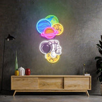 Astronaut Hugging Planet Led Neon Acrylic Artwork