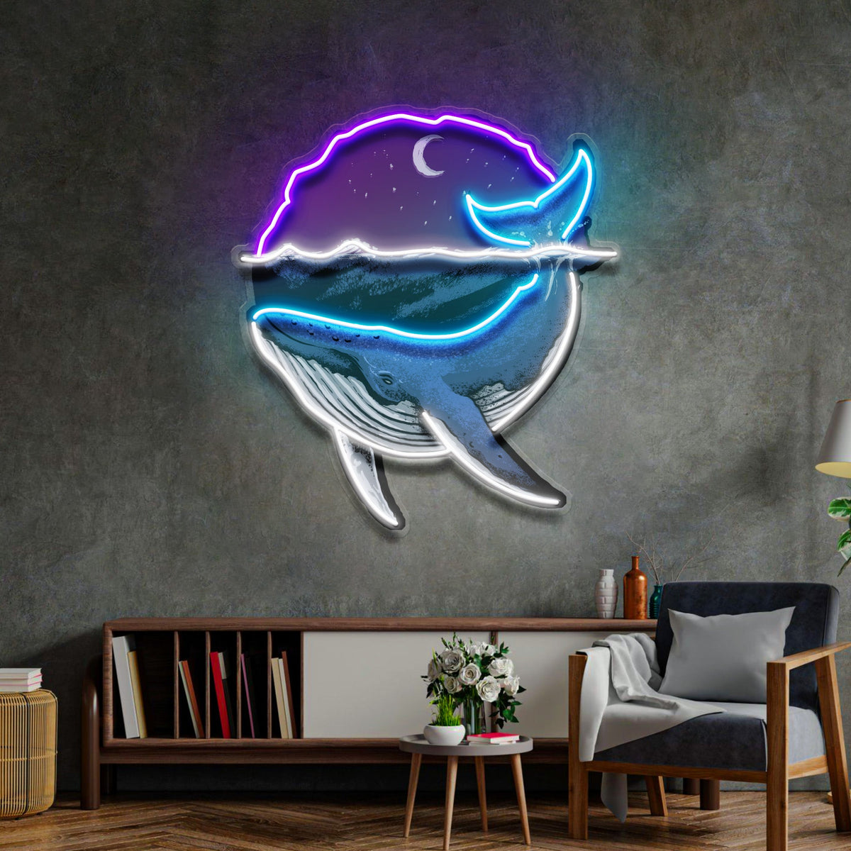 Blue Whale Ocean LED Neon Sign Light Pop Art