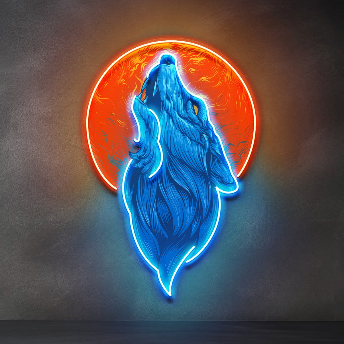 Blue Wolf Head LED Neon Sign Light Pop Art