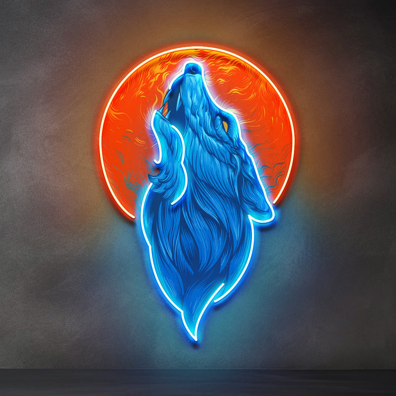 Blue Wolf Head LED Neon Sign Light Pop Art