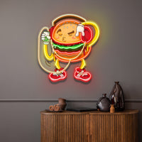 Burger Beats Mode LED Neon Sign Light Pop Art