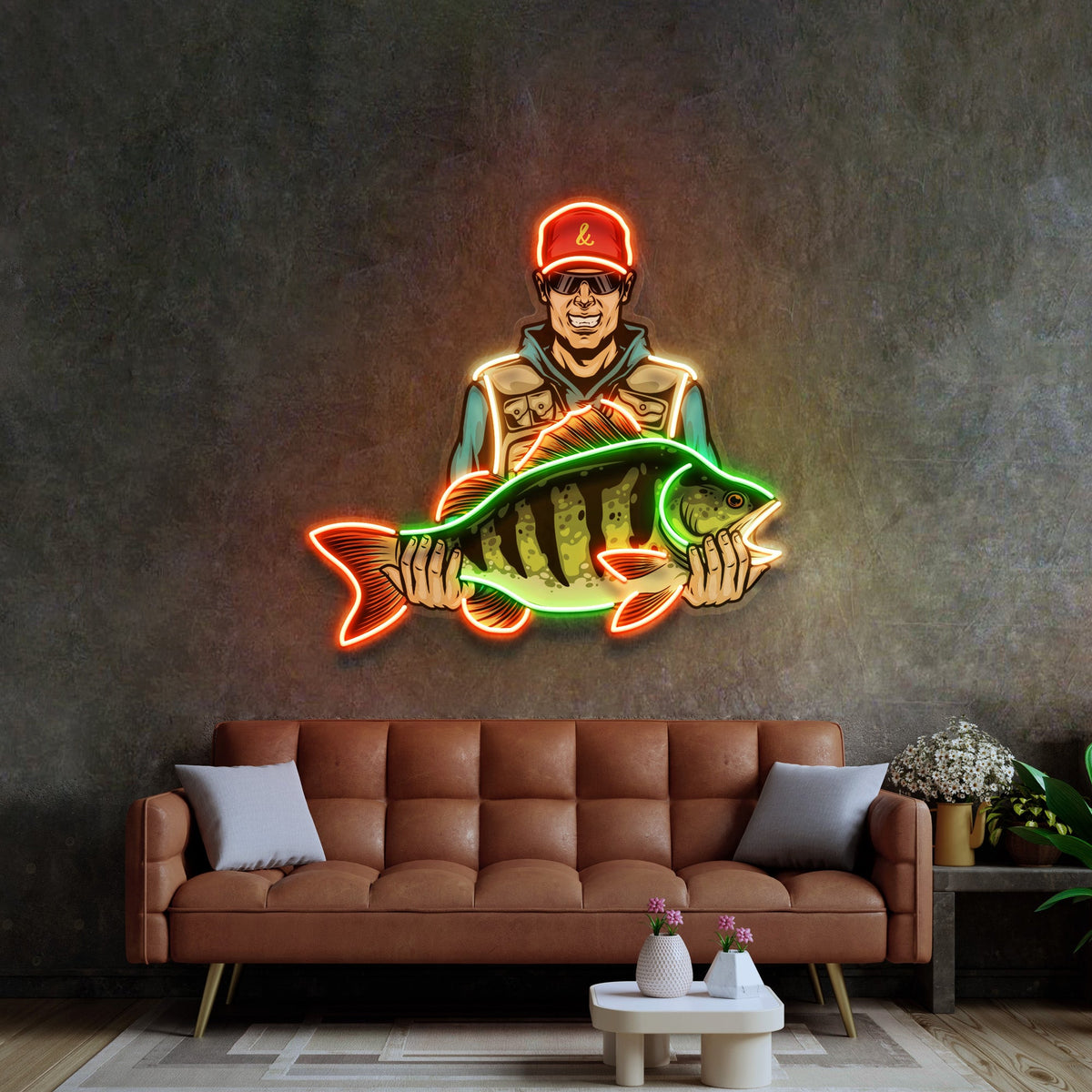 Colorful Fisherman LED Neon Sign Light Pop Art