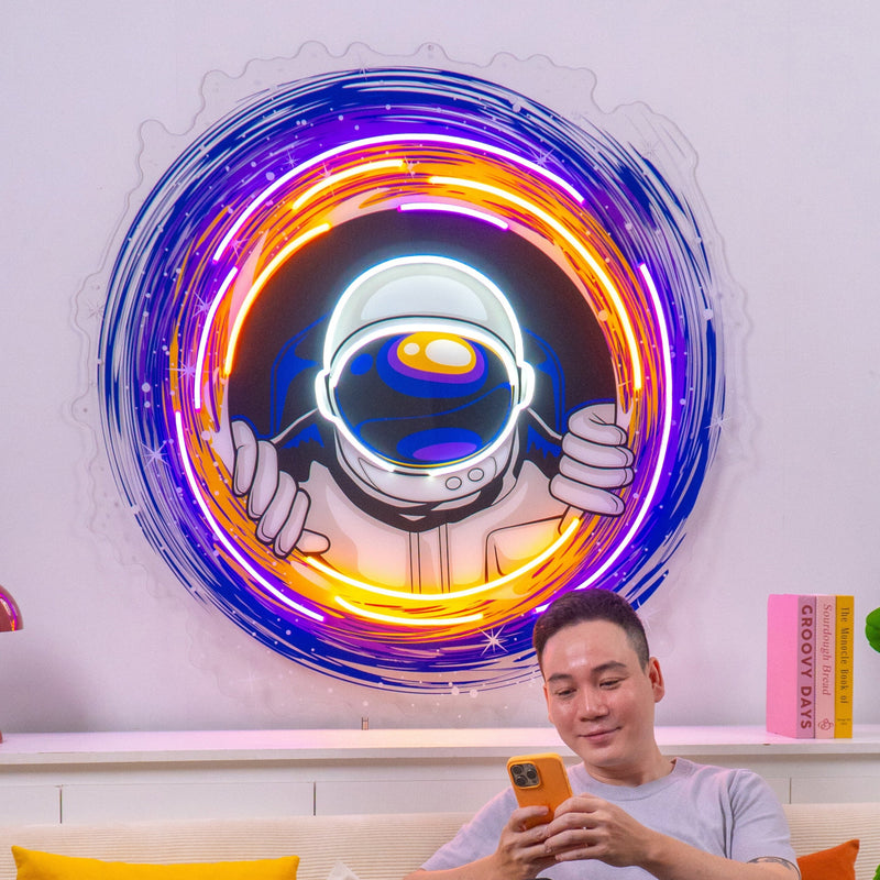 Astronauts Black Holes LED Neon Sign Light Pop Art