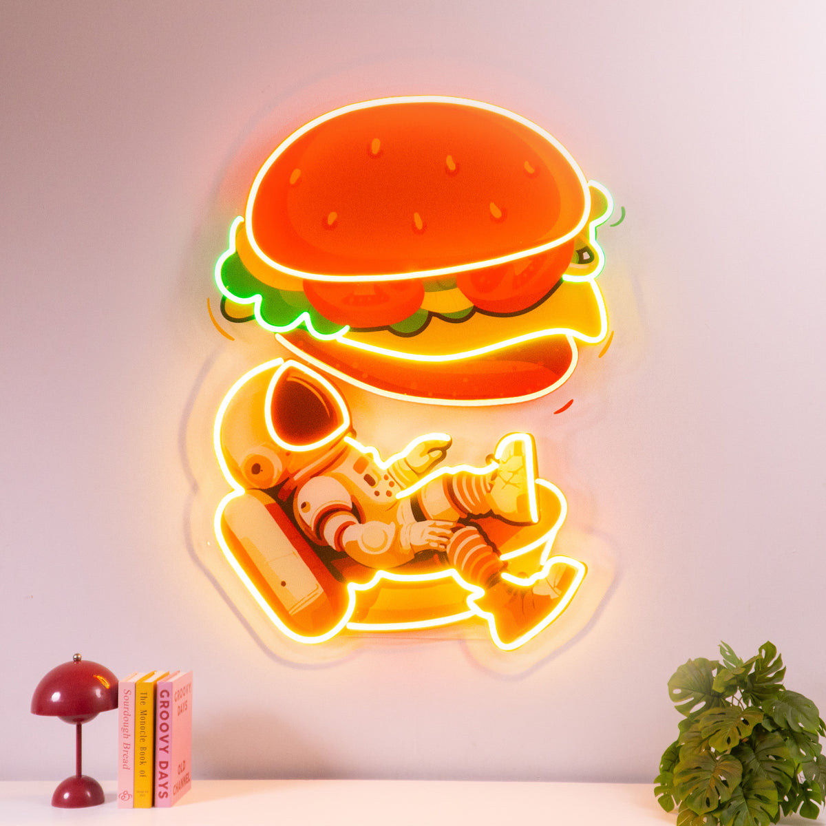 Astronaut and Burger Led Neon Acrylic Artwork