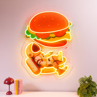 Astronaut and Burger Led Neon Acrylic Artwork