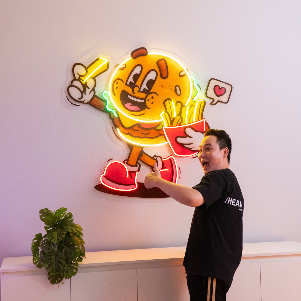 Burger Cute Trendy Retro LED Neon Sign Light Pop Art