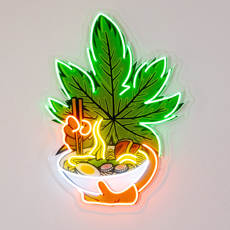 Cannabis Eat Ramen Led Neon Acrylic Artwork