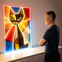 Colorful Cat Painting In Abstract Art LED Neon Sign Light