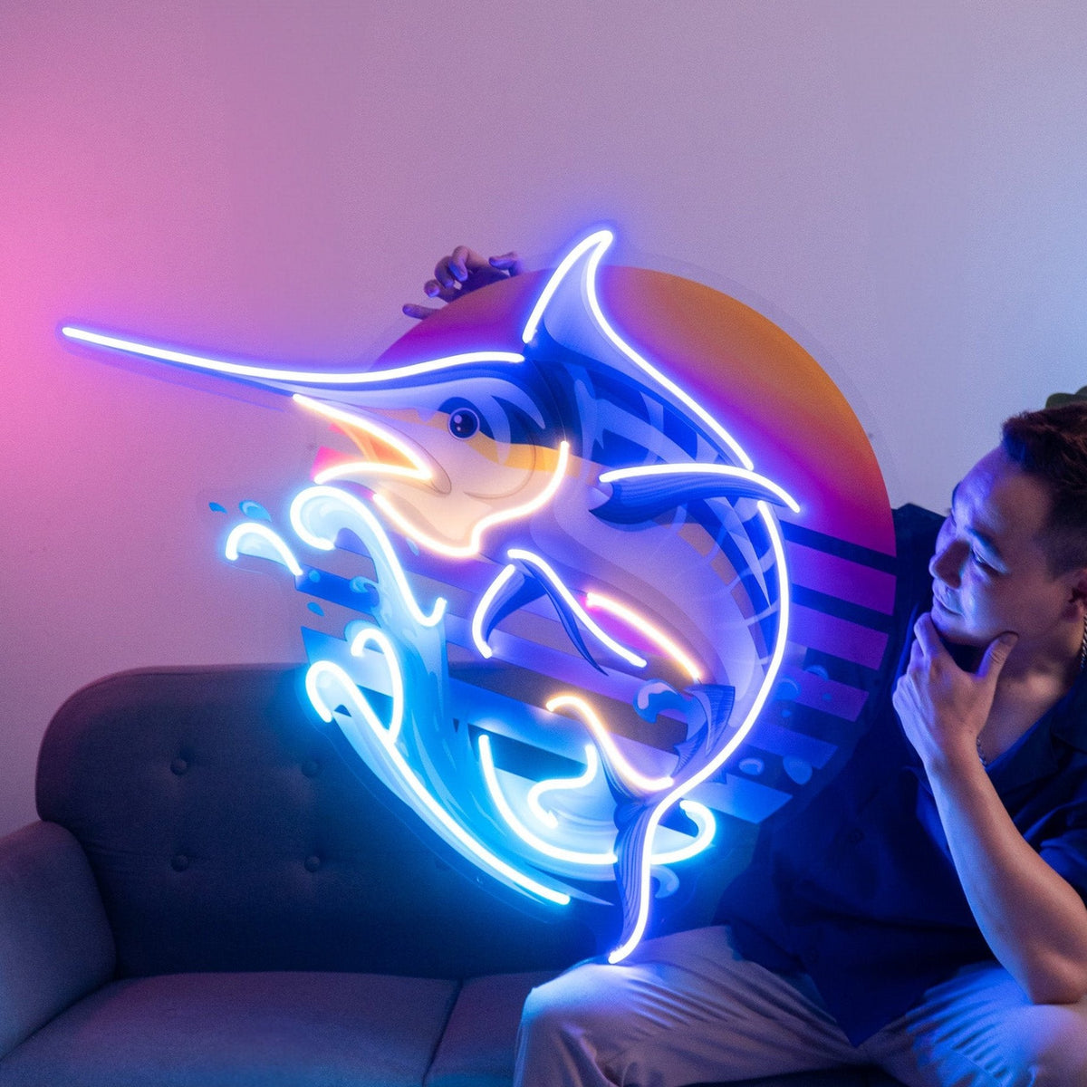 Colorful Ocean Fishing LED Neon Sign Light Pop Art