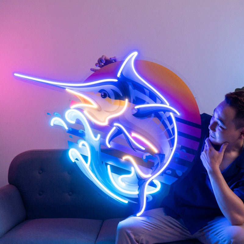 Colorful Ocean Fishing LED Neon Sign Light Pop Art