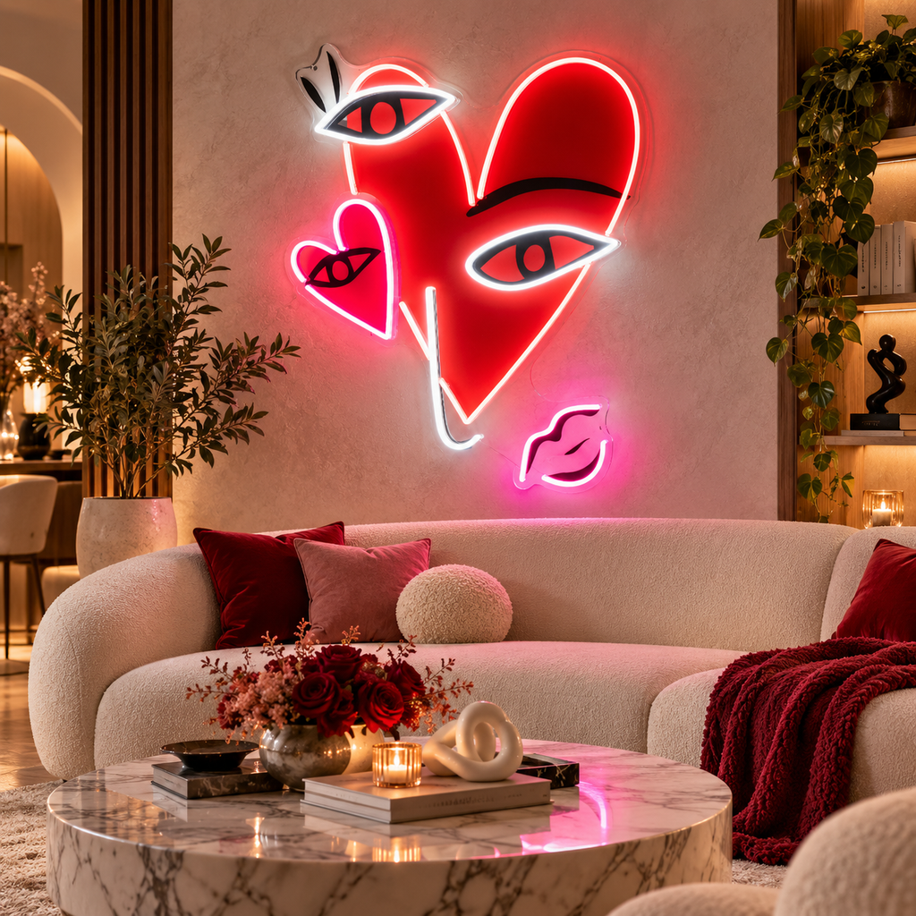 Pop Art Heart Eyes LED Neon Sign