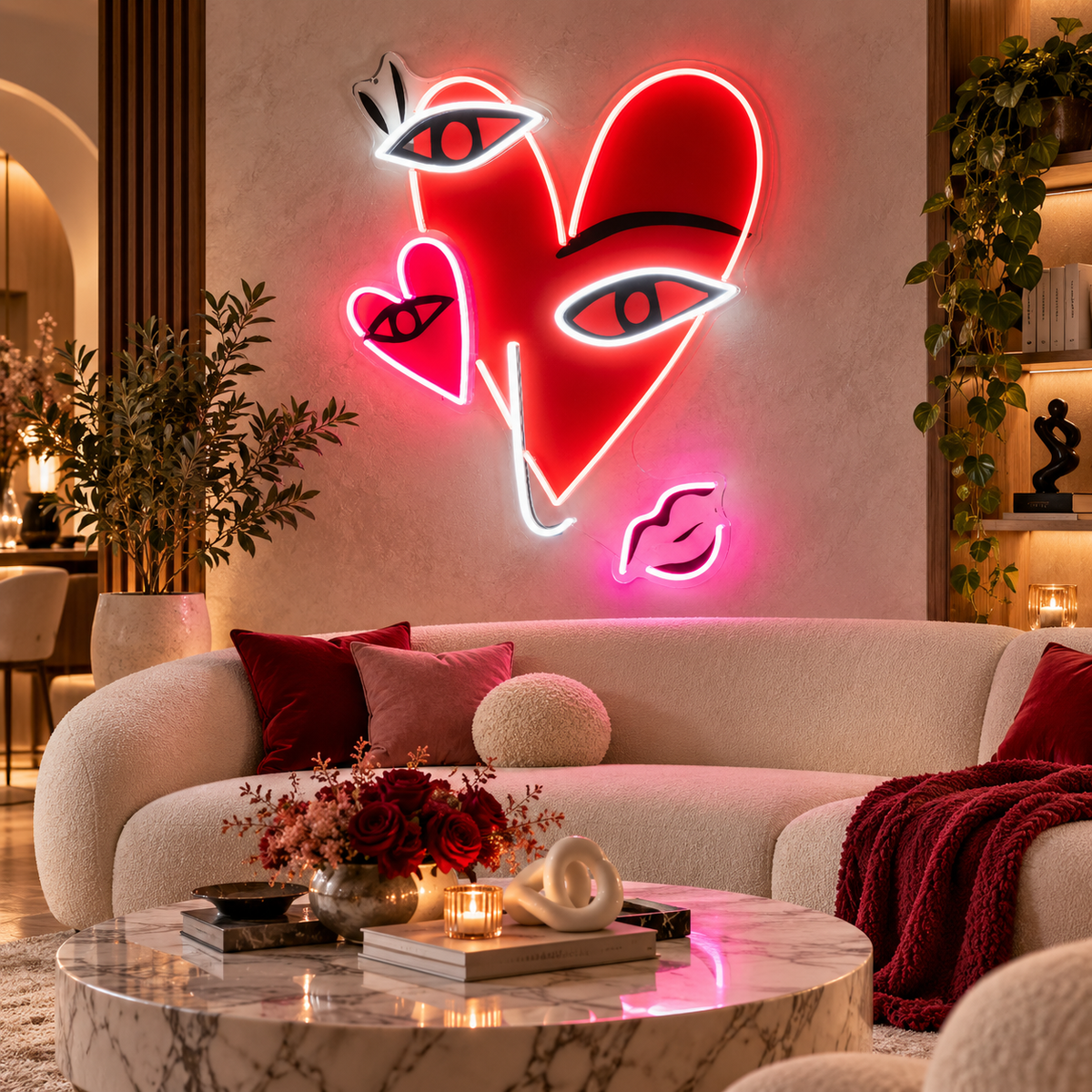 Pop Art Heart Eyes LED Neon Sign