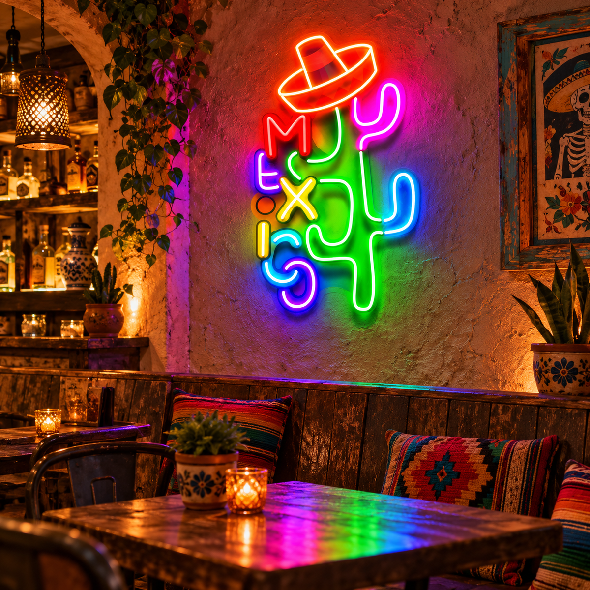 Colorful Mexican Theme Design Abstract Art LED Neon Sign Light Pop Art