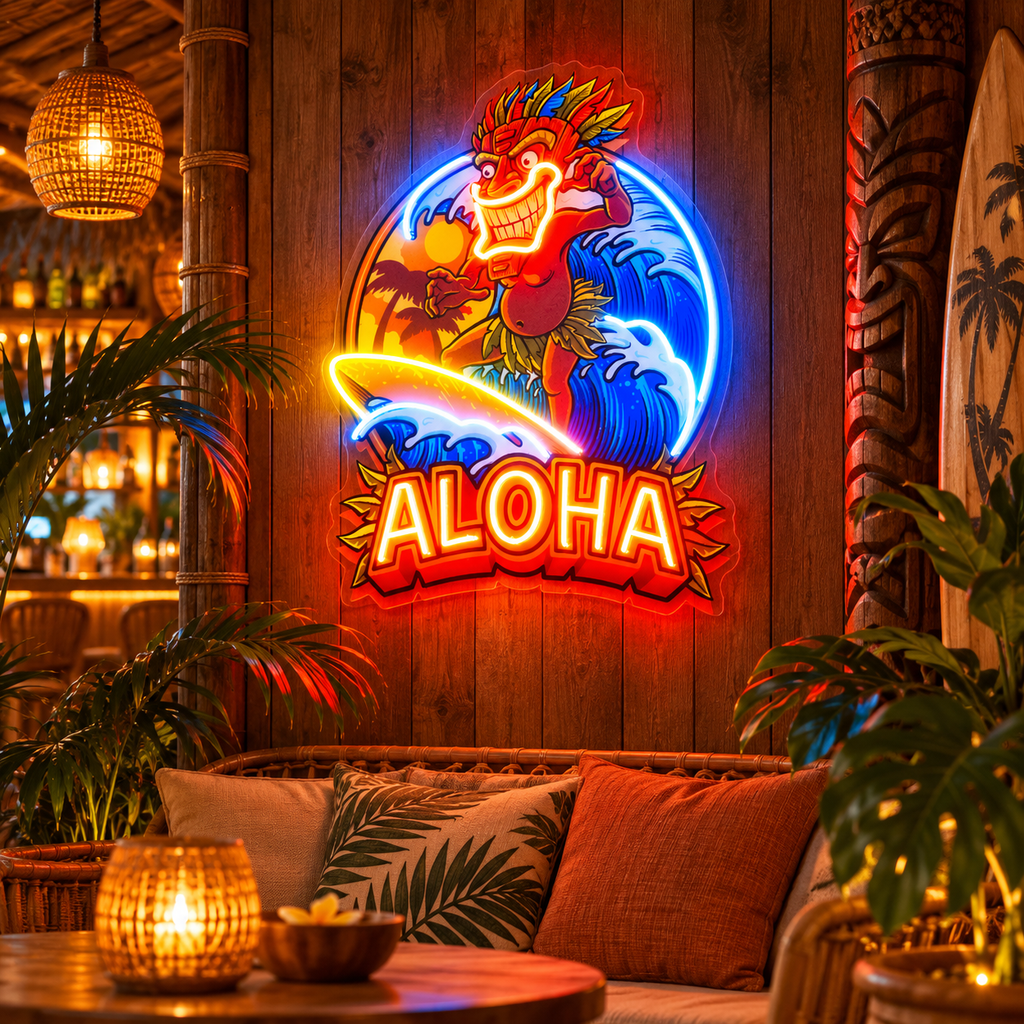 Aloha Tiki Surf LED Neon Sign Light Pop Art