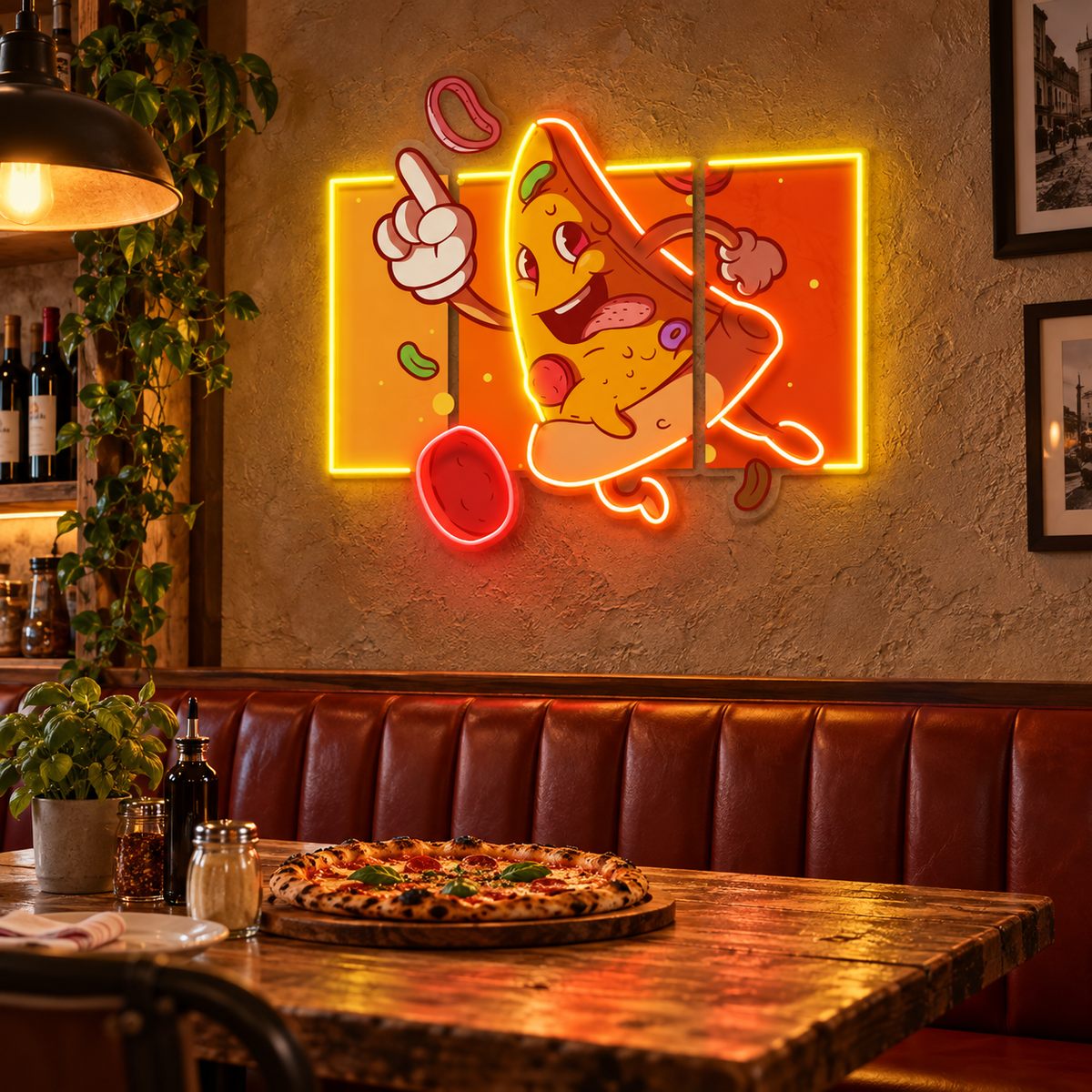 Cool Pizza Slice LED Neon Sign Light Pop Art – Funny Pizza Wall Decor