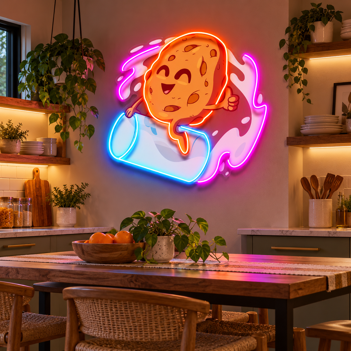 Cookie Riding a Glass LED Neon Sign Light Pop Art