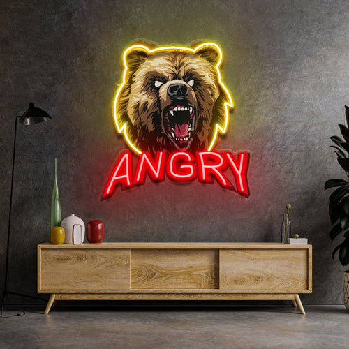 Angry Bear LED Neon Sign Light Pop Art