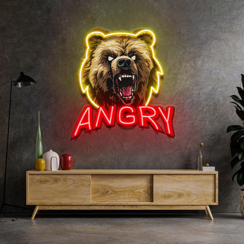 Angry Bear LED Neon Sign Light Pop Art