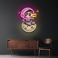 Astrodog Eat Pizza LED Neon Sign Light Pop Art