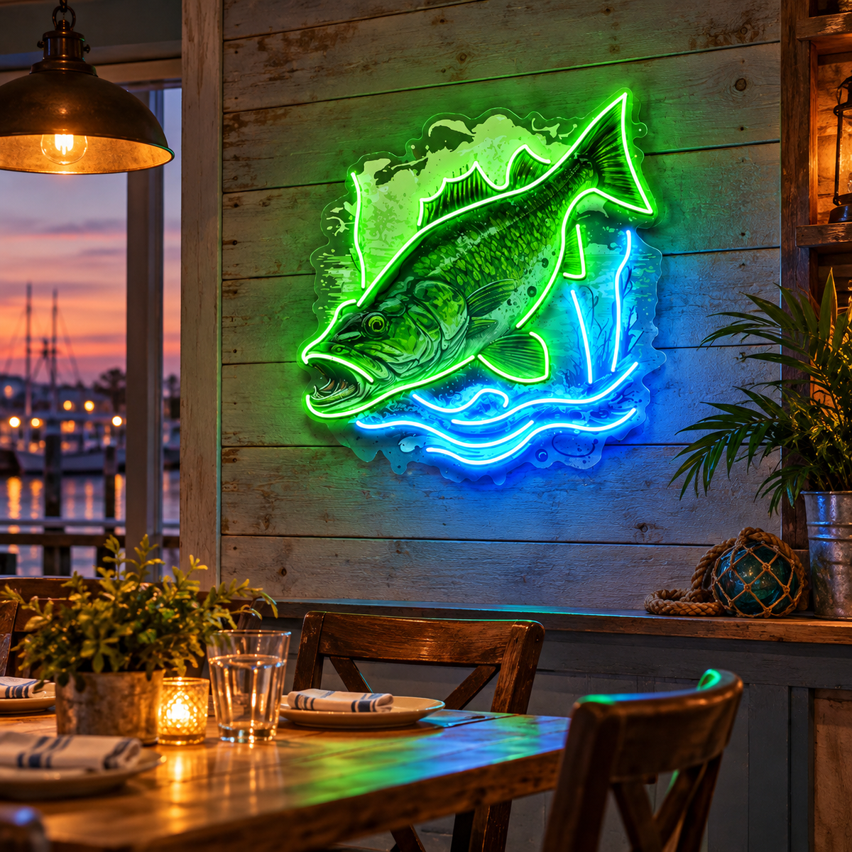 Cold Fishing Frame LED Neon Sign Light Pop Art