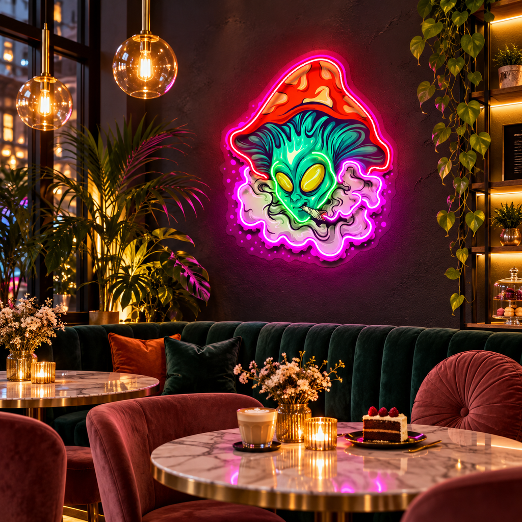 Alien Puff Mushroom LED Neon Sign Light Pop Art