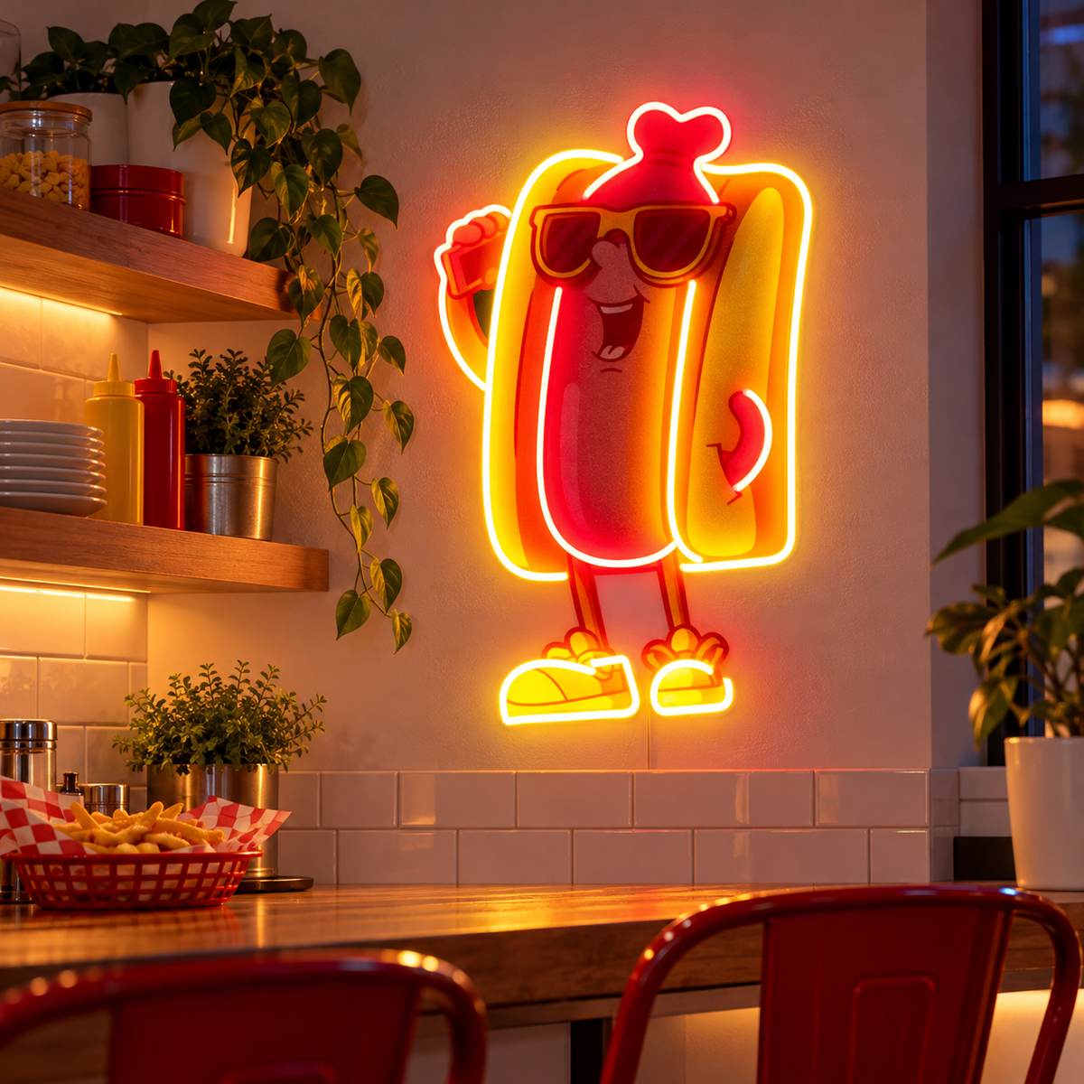 Cool Hot Dog LED Neon Sign Light Pop Art – Funny Food Wall Decor