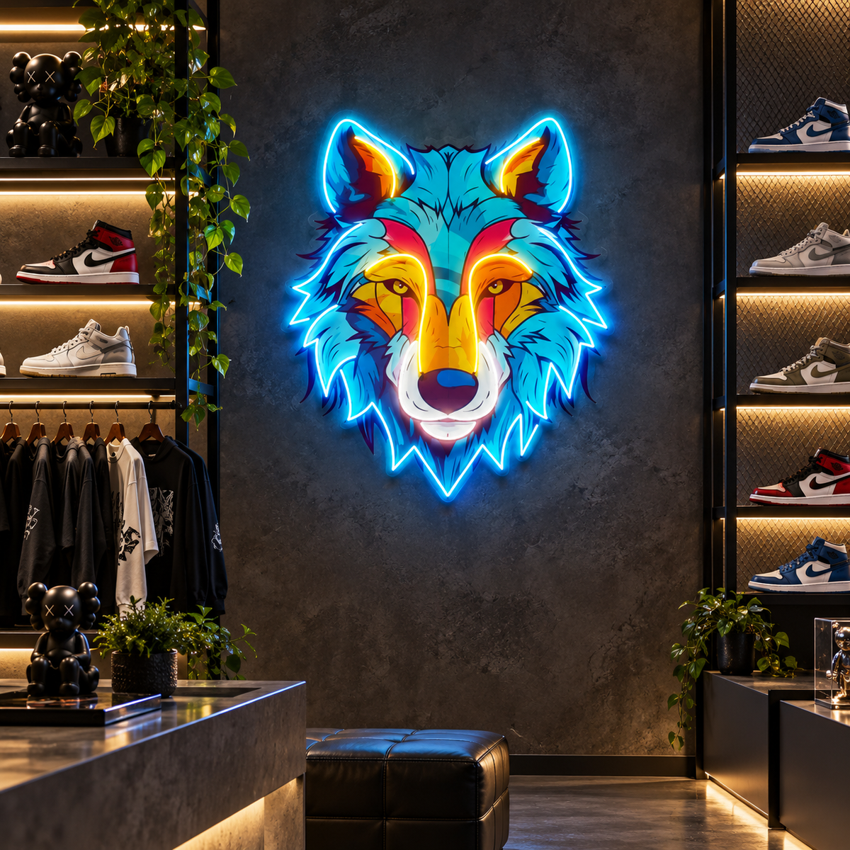 Colorful Wolf LED Neon Sign Light Pop Art