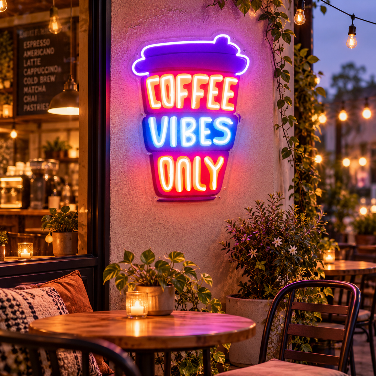 Coffee Vibes Only LED Neon Sign Light Pop Art