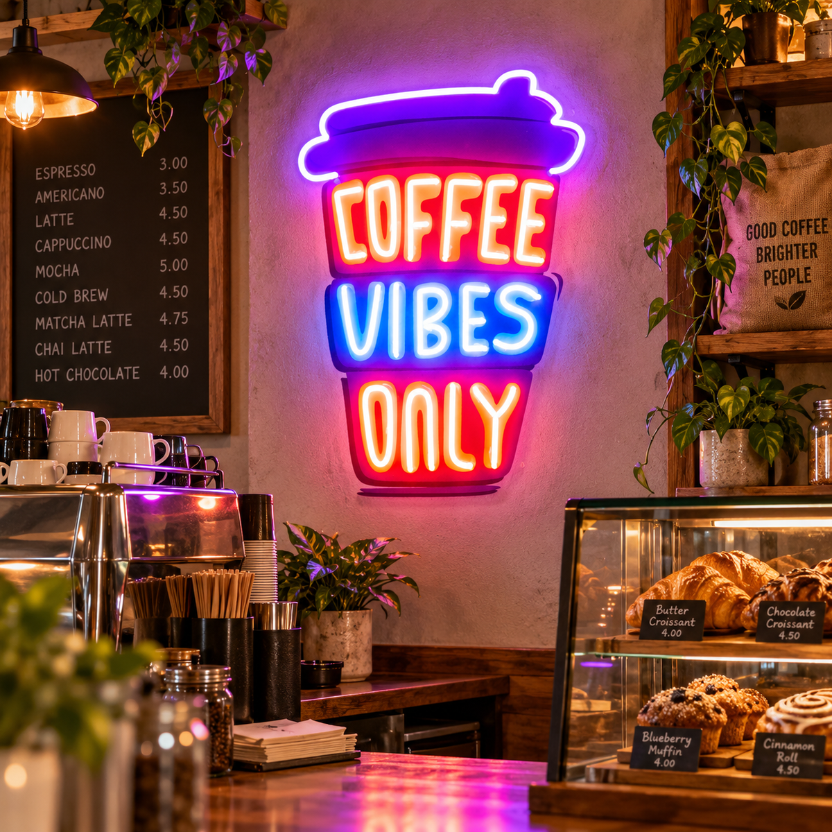 Coffee Vibes Only LED Neon Sign Light Pop Art