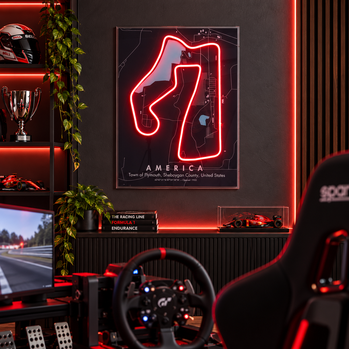 Race Track Map LED Neon Sign Light Pop Art