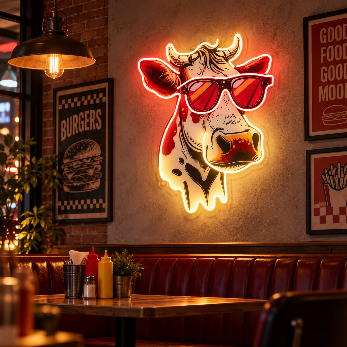 Cool Cow LED Neon Sign – Funny Farmhouse Wall Art