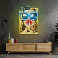 Cartoon Girl in Sunglasses LED Neon Sign Light Pop Art