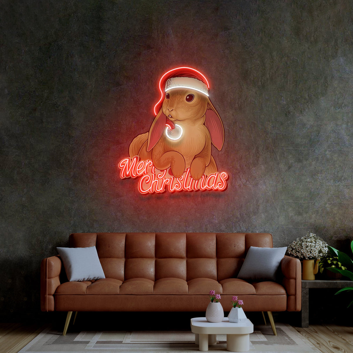 Christmas Rabbit LED Neon Sign Light Pop Art