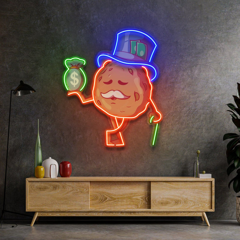 Cookie Fortune With a Bag of Money LED Neon Sign Light Pop Art