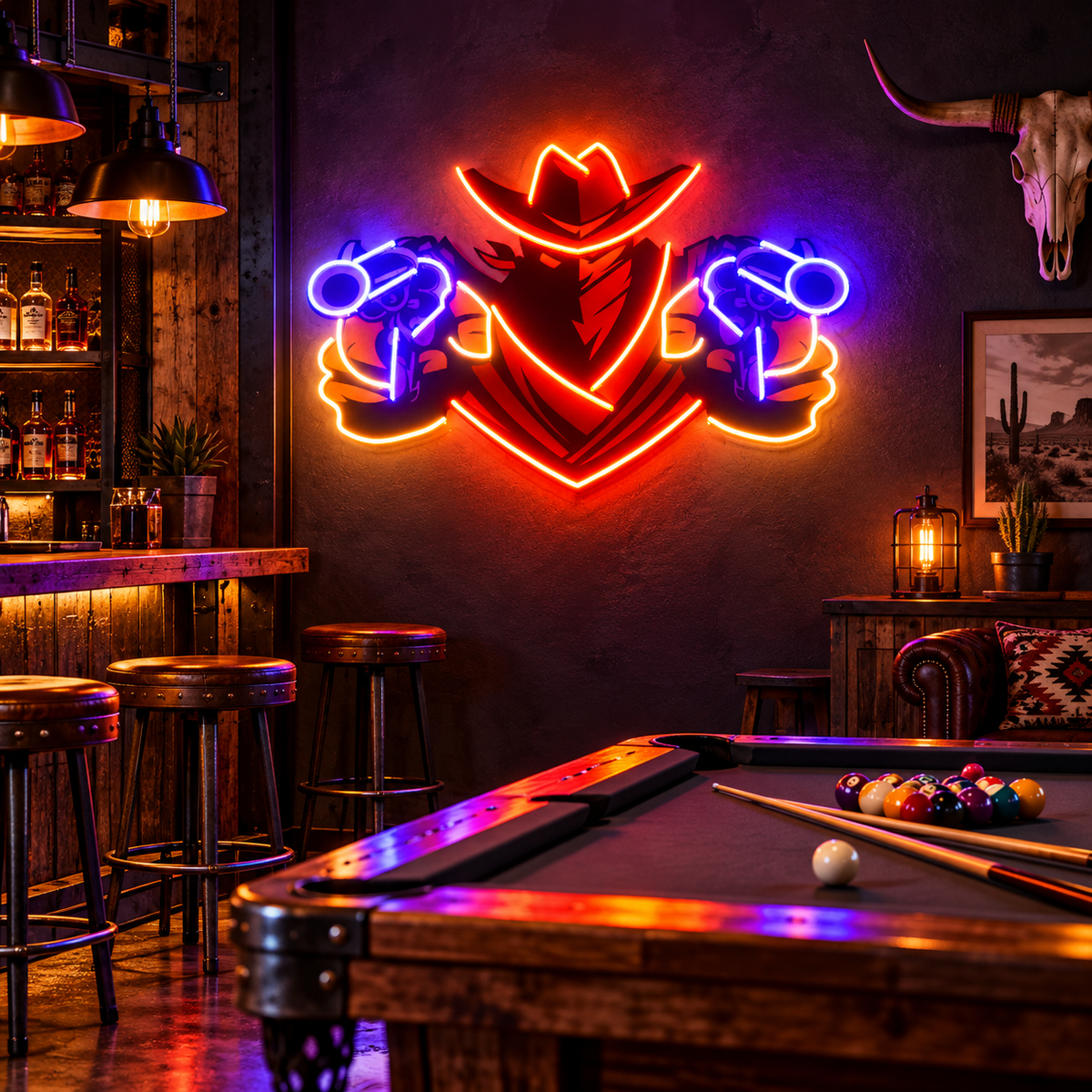 Outlaw Cowboy LED Neon Acrylic Artwork