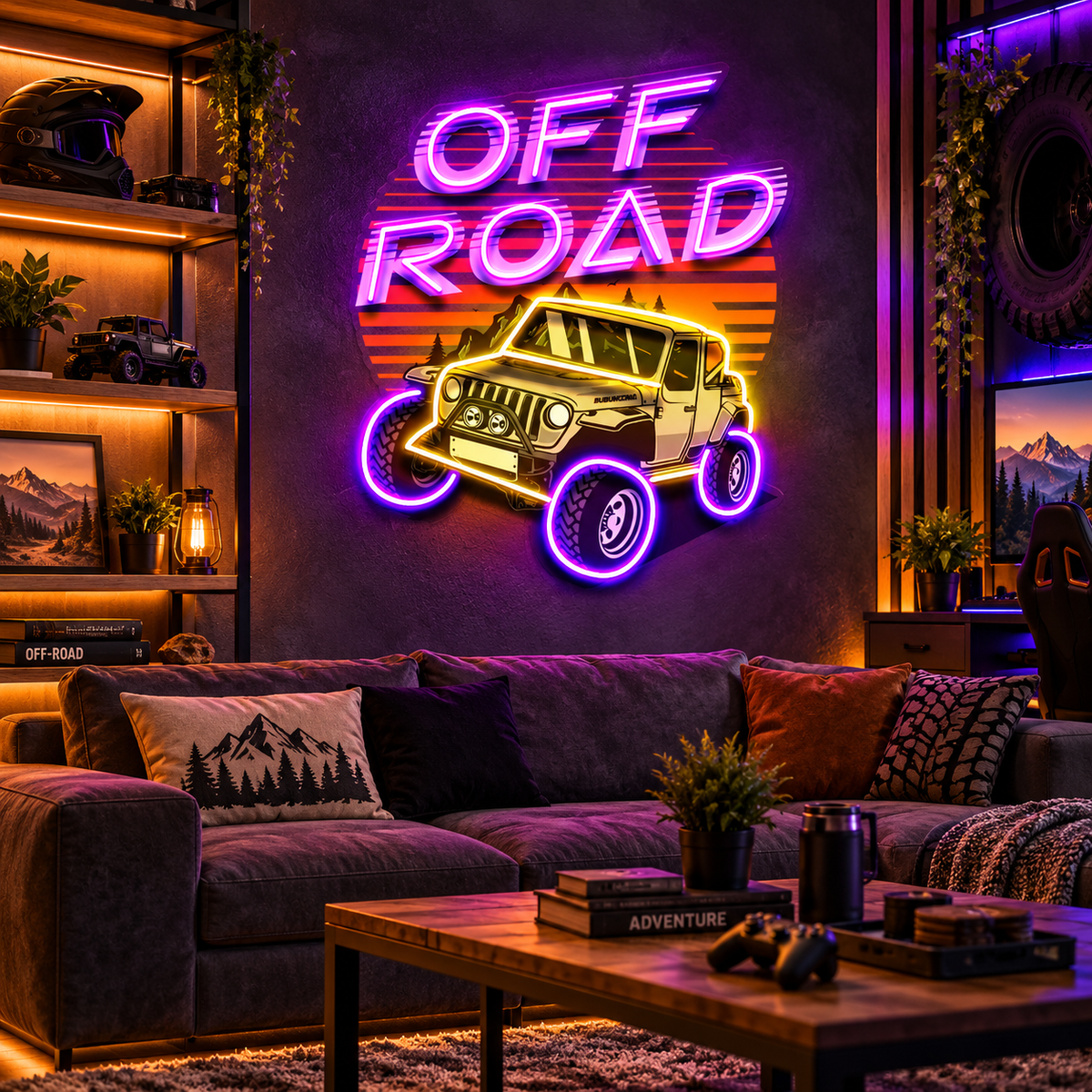 4x4 Adventure Neon Acrylic Artwork