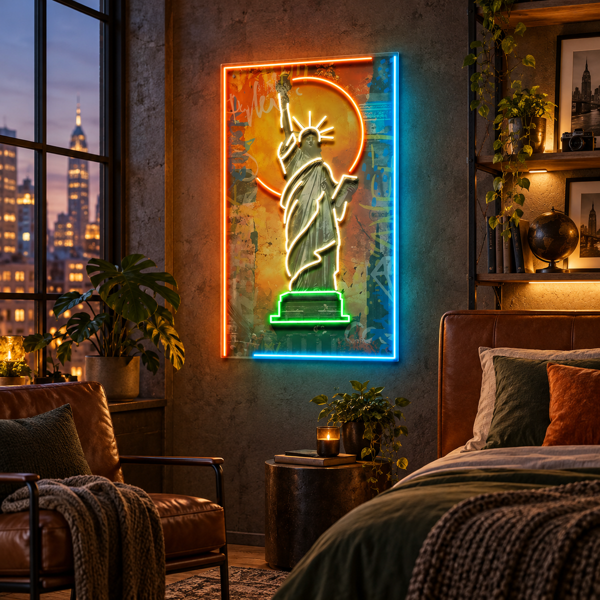 Colorful Liberty Statue Collapse Art LED Neon Sign Light Pop Art