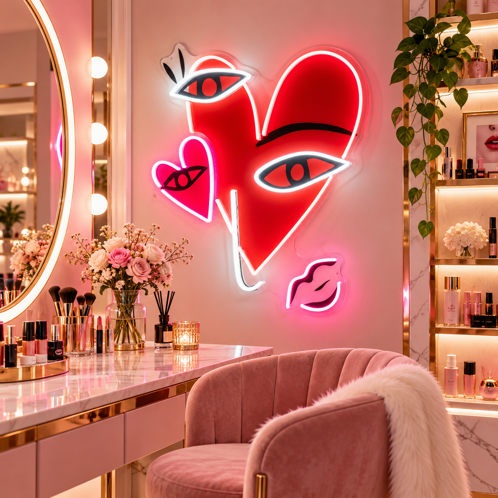 Pop Art Heart Eyes LED Neon Sign