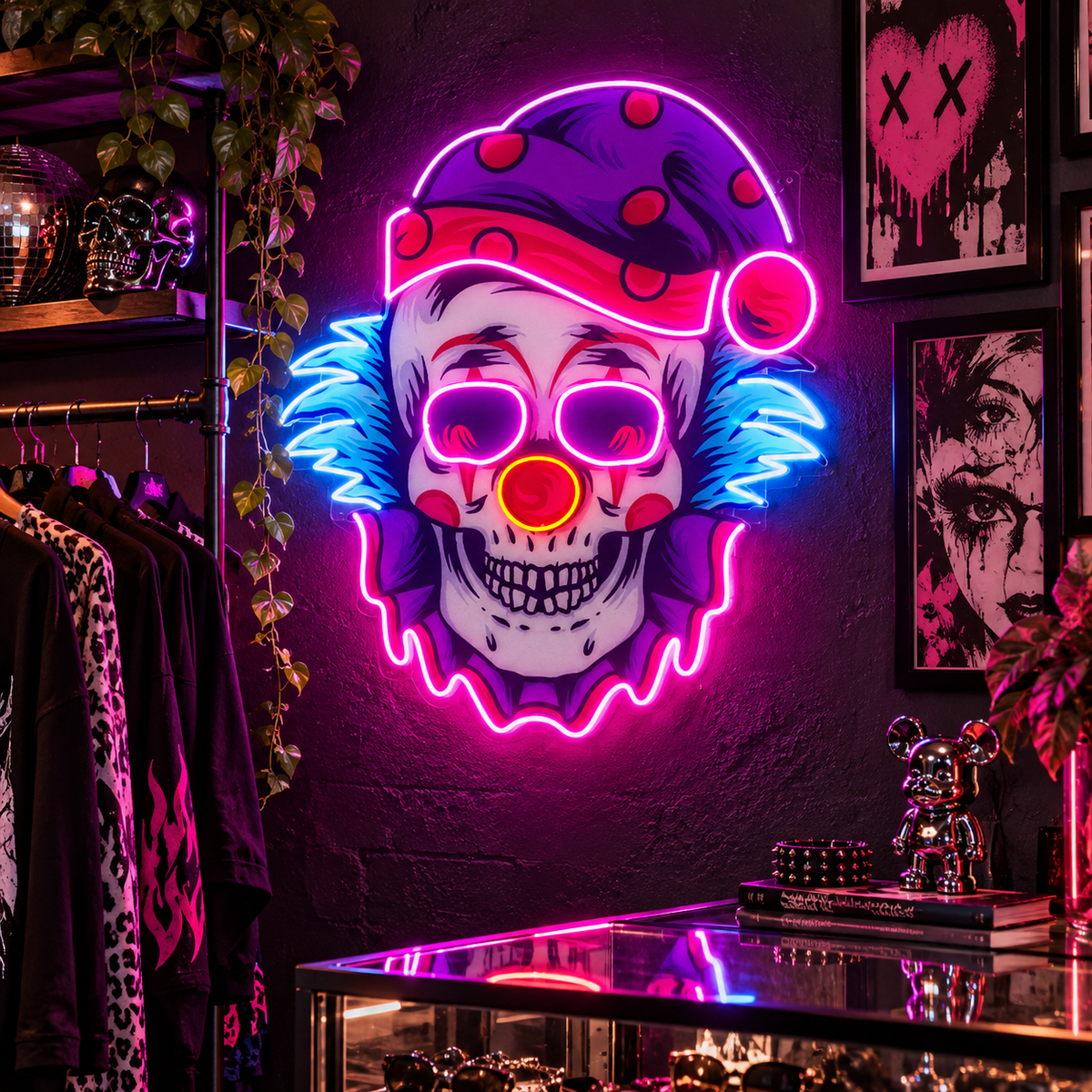 Clown Skull LED Neon Sign Light Pop Art