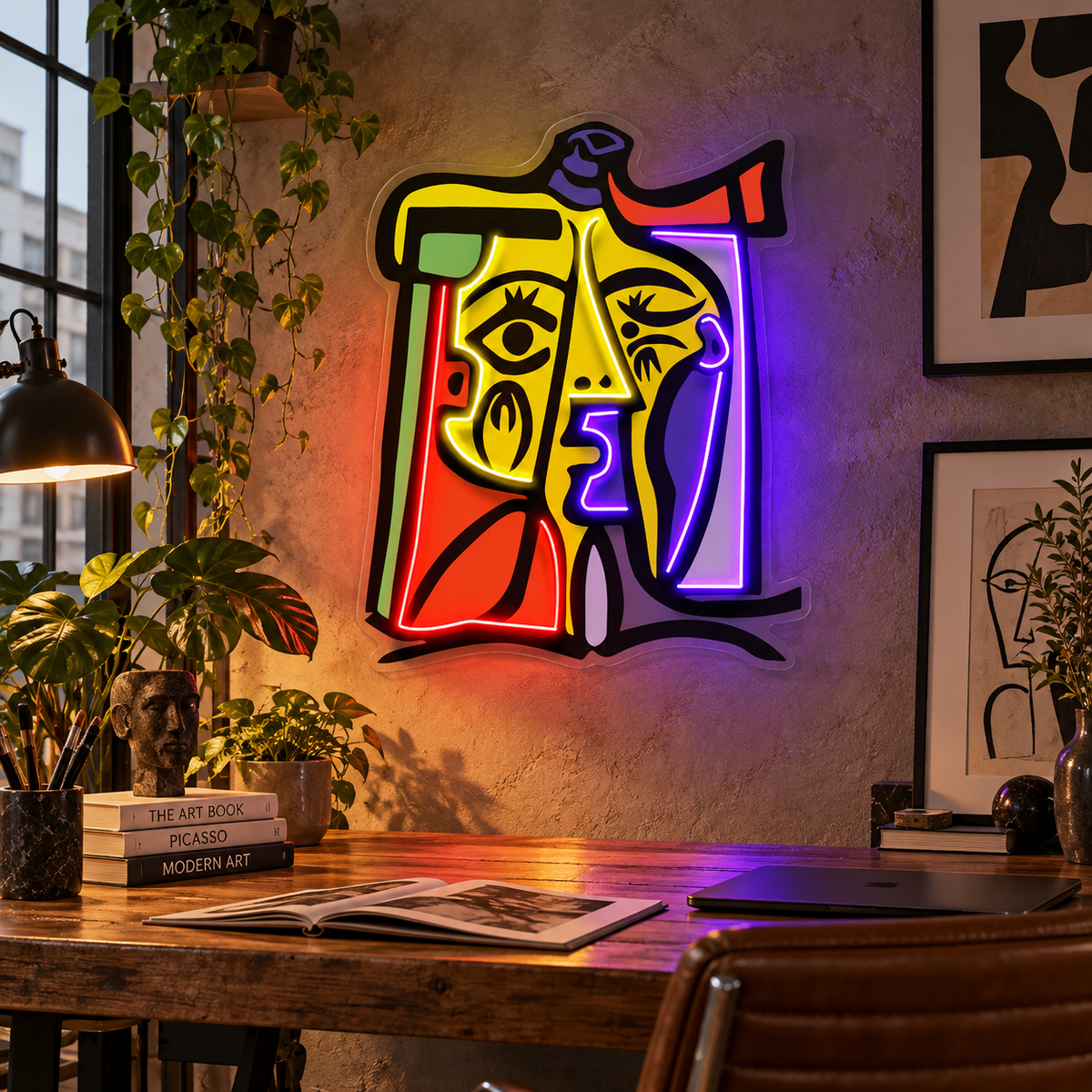Colorful Girl Painting Abstract Art LED Neon Sign Light
