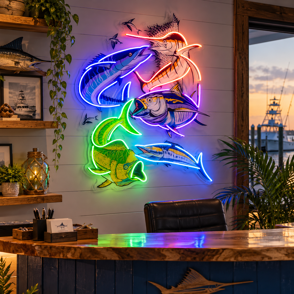 Colorful Fishing LED Neon Sign Light Pop Art