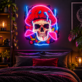 Skull Mushroom Neon Acrylic Artwork