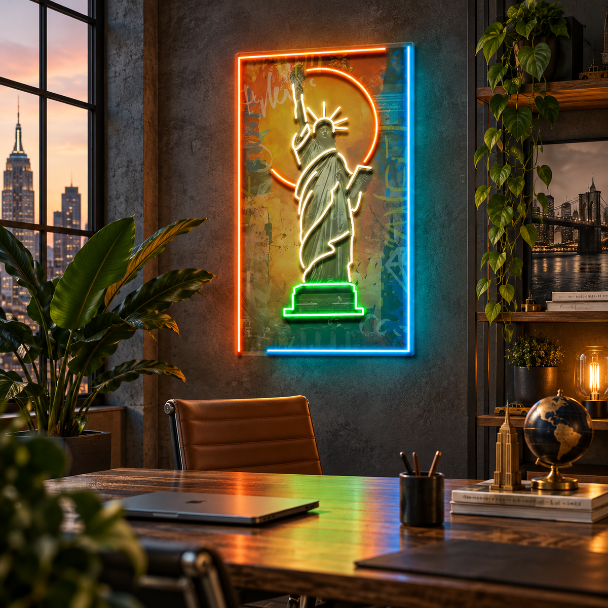 Colorful Liberty Statue Collapse Art LED Neon Sign Light Pop Art
